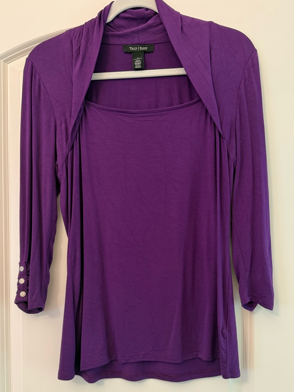 White House Black Market Deep Purple Layered Sleeve Tunic